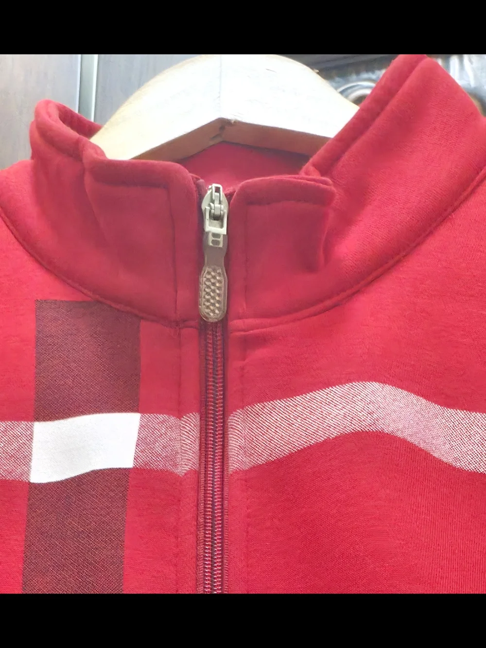 Burberry Deep Red Plaid Zip Jacket. - Picture 6 of 11